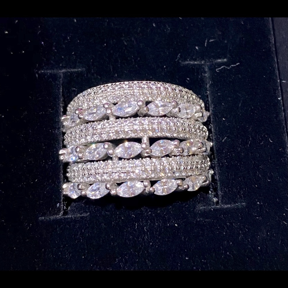 Multi Row Half Eternity CZ Ring
